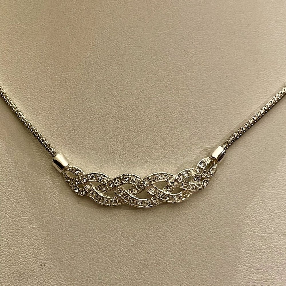 4 for $20 Sale Roman Jewelers Crystal Pave Silver Necklace - Picture 6 of 8